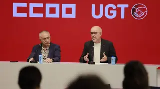 El secretario general de UGT, Pepe Álvarez, y el de CCOO, Unai Sordo. CCOO. Archivo