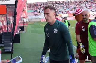 Fermín Sobrón antes del partido de playoof contra el Villarreal B | SOFÍA REVENGA