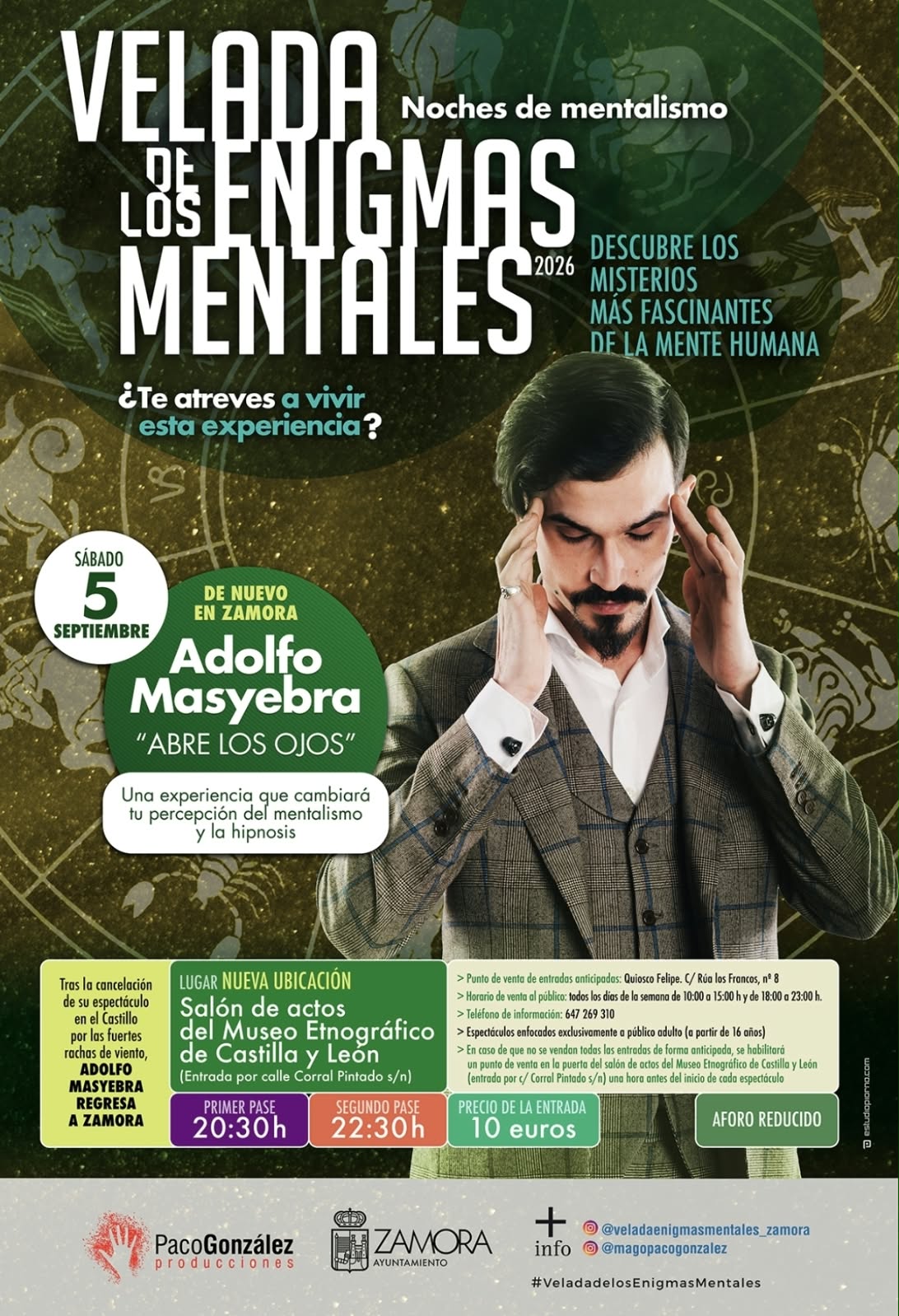 Nueva fecha para la velada de enigmas mentales con Adolfo Masyebra