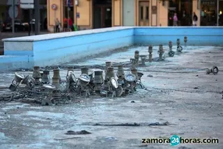 La obra de la fuente de la Marina, a falta de la la última capa de impermeabilidad