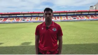 Carlos Ramos en el postpartido frente al CD Extremadura