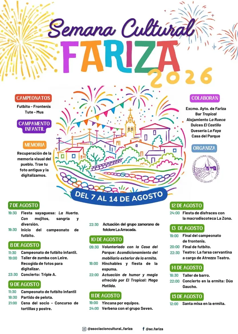 Cartel con la programación completa de la Semana Cultural de Fariza