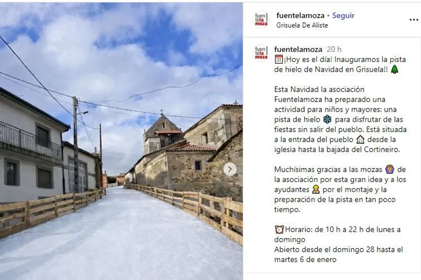 Grisuela de Aliste inaugura su pista de hielo particular