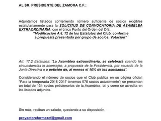Más de 130 socios del Zamora presentan firmas para pedir la convocatoria de una asamblea