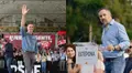 Pedro Sánchez y Santiago Abascal en distintos actos de la precampaña-Europapress