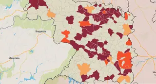 Mapa de la incidencia en los municipios de Zamora este miércoles