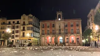 Imagen de la Plaza Mayor tras terminar el partido