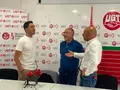 Javier García, Pepe Álvarez y Óscar Lobo este martes en la sede de UGT Zamora