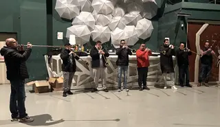 Imagen de los ensayos de la banda de cornetas de la Tercera Caída