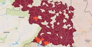 Mapa de la incidencia en los municipios de Zamora este jueves