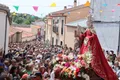 La Virgen de la Concha a su llegada a La Hiniesta este lunes