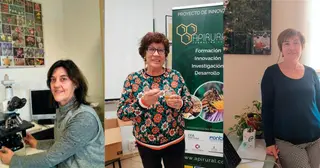 En el centro la Zamorana Carmen Gómez Ferreras, a su izquierda Rosa Valencia y a su derecha Amelia González.