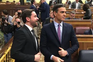 PSOE Zamora. Pedro Sánchez y Antidio Fagúndez en sesion investidura Congreso Enero 2020