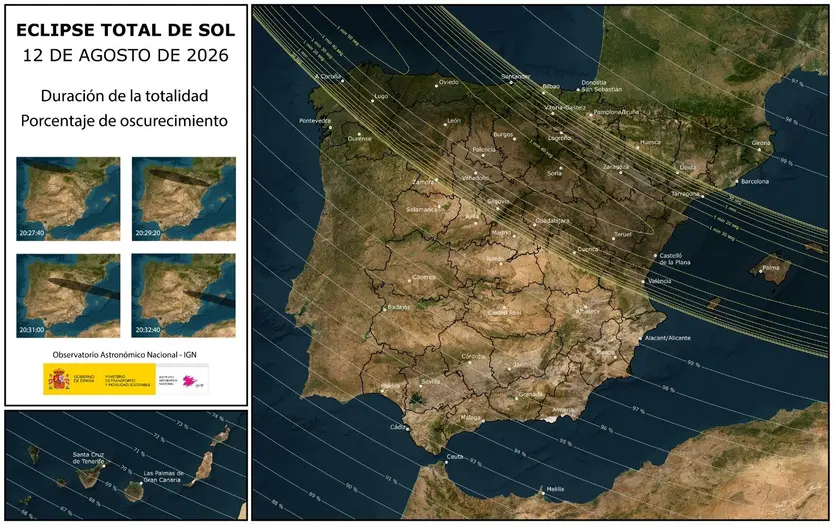 Zonas en las que será más visible el eclipse solar en la provincia