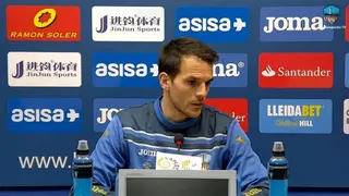 Pau Torres portero del Lleida Esportiu en sala de prensa Foto Lleida Esportiu