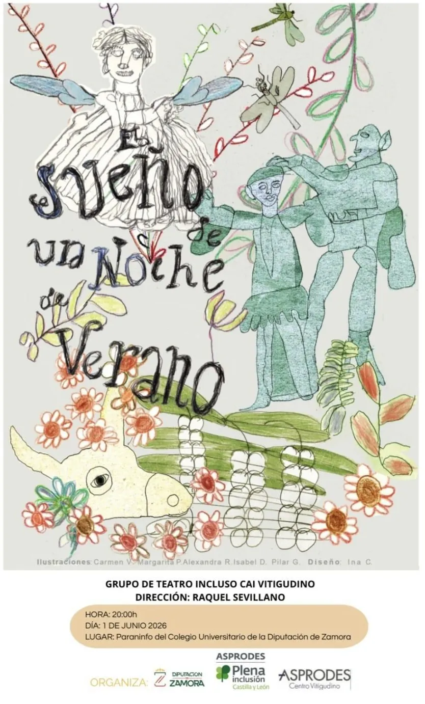 Cartel de la obra 'Sueño de una noche de verano', del grupo de teatro inclusivo CAI Vitigudino