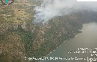 Incendio este miércoles en los Arribes del Duero, en el término municipal de Fermoselle