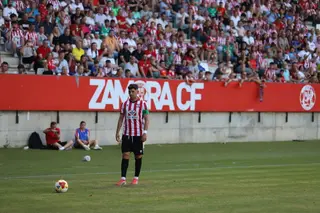 Carlos Ramos, durante el encuentro ante el Sabadell en el Ruta de la Plata