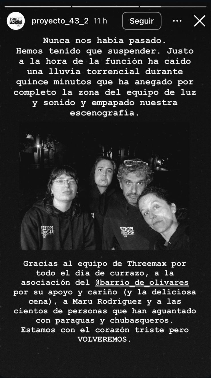 Comunicado de la compa&ntilde;&iacute;a Proyecto 43-2 tras la suspensi&oacute;n de la obra