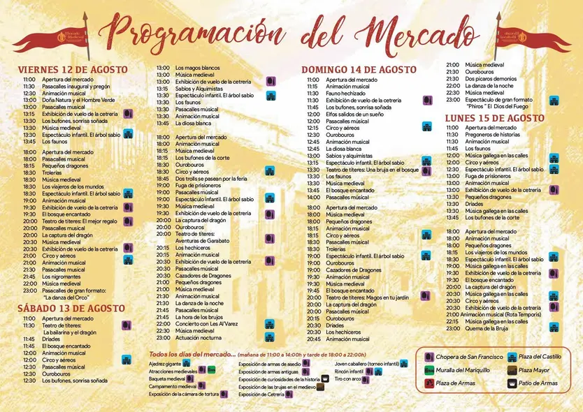 Programa del Mercado Medievald e Puebla de Sanabria 2022