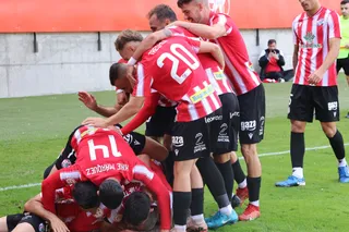 Los jugadores del Zamora CF celebran un gol frente al Andorra esta temporada.