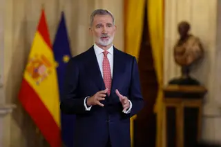 El rey Felipe VI hace balance de un año que ha sido complicado en la política tanto nacional como internacional y en el que se ha conmemorado el 50 aniversario de la restauración de la monarquía y los inicios de la transición a la democracia. - POOL