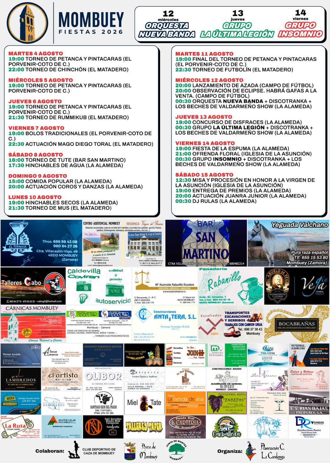 Cartel con la programaci&oacute;n completa de las fiestas en Mombuey