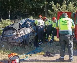 Bomberos y Guardia Civil en el lugar de los hechos