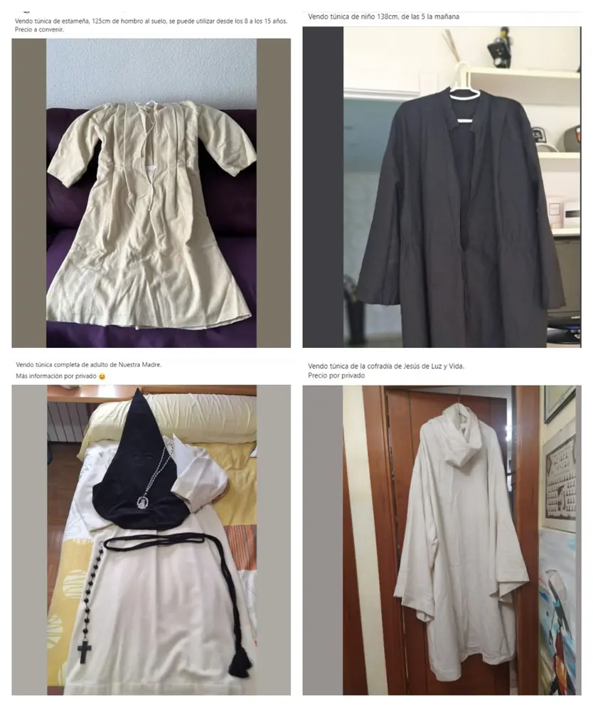Venta de túnicas en redes sociales