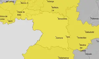 La AEMET ha decretado el aviso amarillo por lluvias y viento en Zamora para este lunes
