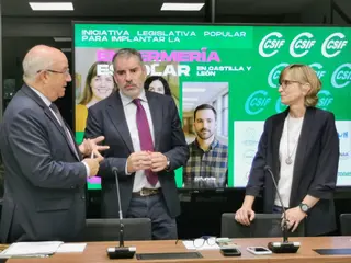 Enrique Ruiz, presidente del Consejo de Enfermería de Cyl Benjamin Castro, presidente de CSIF CyL María Soledad Alegre, presidenta de Confapacal
