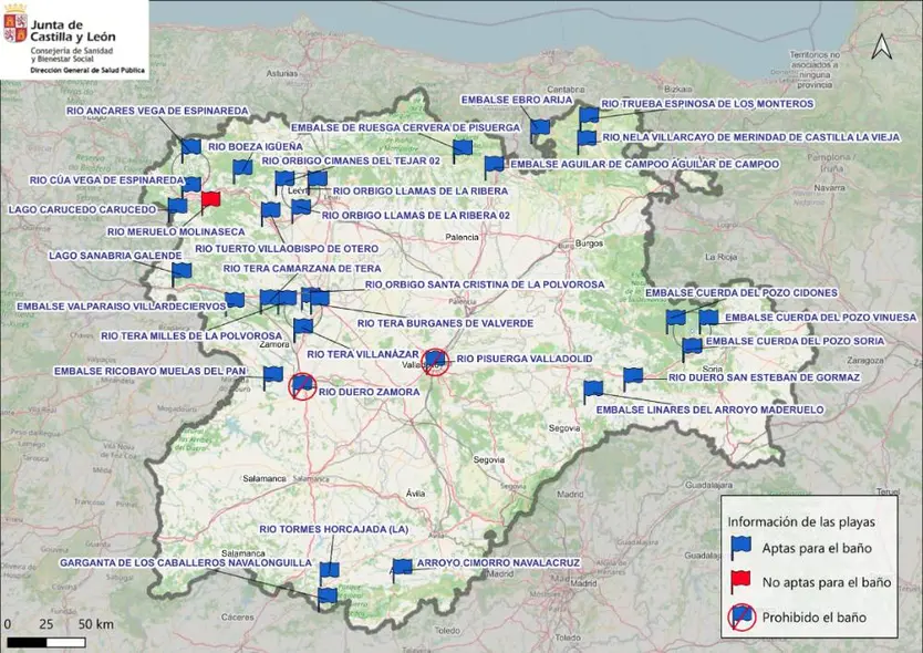 Mapa De Aptitud De Zonas De Baño Entre El 31 De Julio Y El 7 De Agosto
