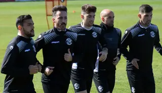 Álex Menéndez durante un entrenamiento con el Zamora CF