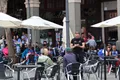 Seguidores SD Ponferradina en la Plaza Mayor de Zamora