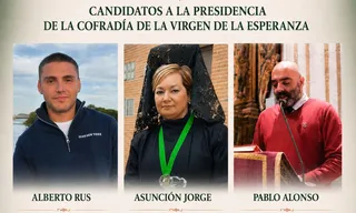 Cartel anunciador de los encuentros con los candidatos a la presidencia de la Cofradía de la Esperanza. Tertulia Cofrade
