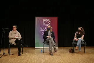 Isabel Reguilón, Pablo Fernández e Irene de Miguel durante el acto de presentación de campaña en Zamora