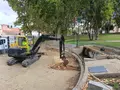 Imagen de la fuente pequeña de San Martín en el inicio de sus obras