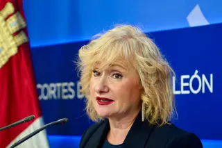 Miriam Chacón / ICAL . La portavoz del Grupo Parlamentario Popular en las Cortes de Castilla y León, Leticia García, comparece ante los medios de comunicación para analizar el registro del Ayuntamiento de Soria por parte de la Guardia Civil.