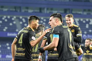 Los futbolistas del Zamora celebran un gol en el José Zorrilla.
