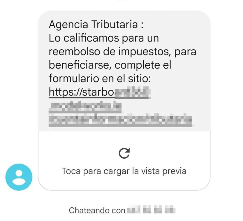 Uno de los SMS recibidos