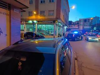 Agentes de la Policía Nacional en el cruce entre la calle Puentica y la calle Valderrey