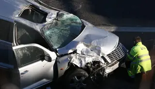 Así quedó el coche volcado en la A 66 FOTO SALAMANCA24HORAS