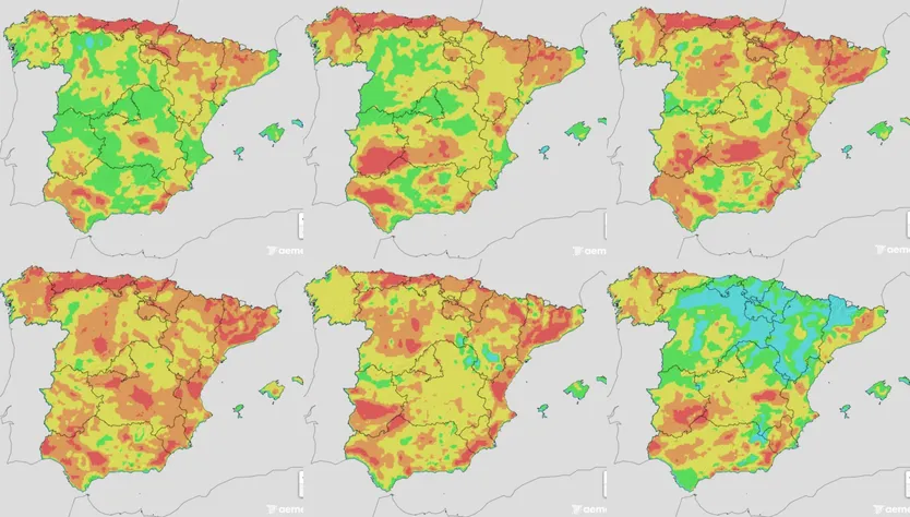 Mapa de riesgo de incendios desde el martes hasta el domingo