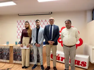Yulei Peña, David Marcos, Ignacio Enríquez y Emilio Macías durante la rueda de prensa