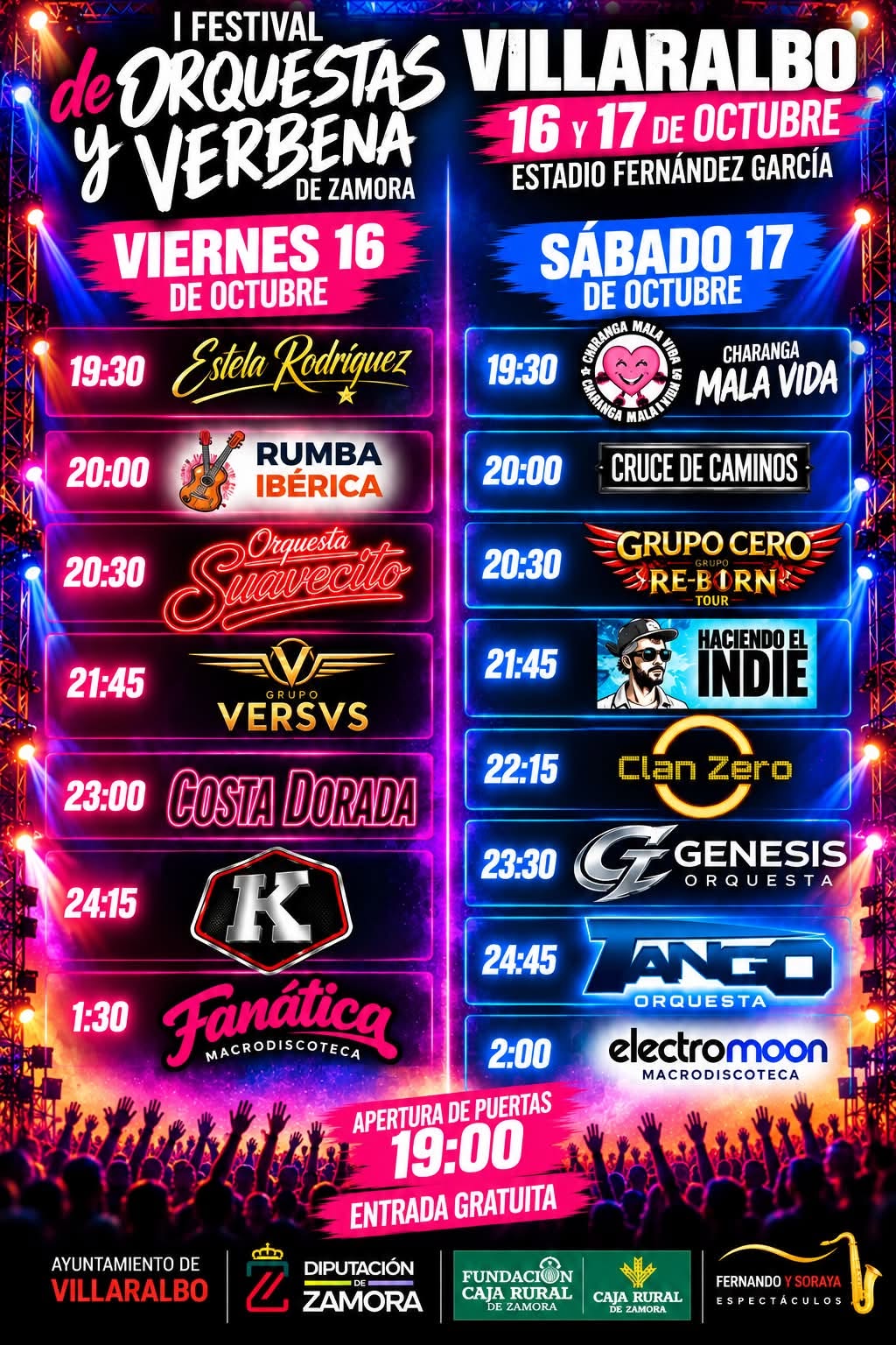 Cartel del I Festival Orquestas y Verbena en Villaralbo