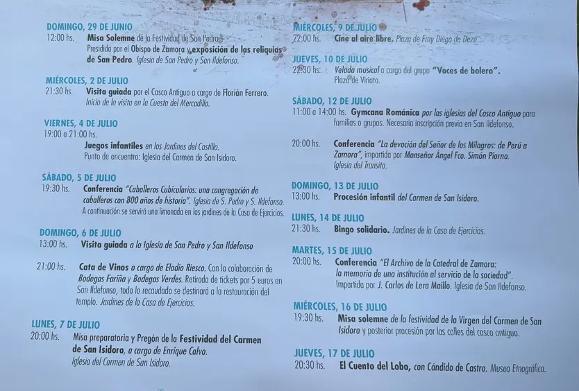 Programa de la semana cultural del casco antiguo