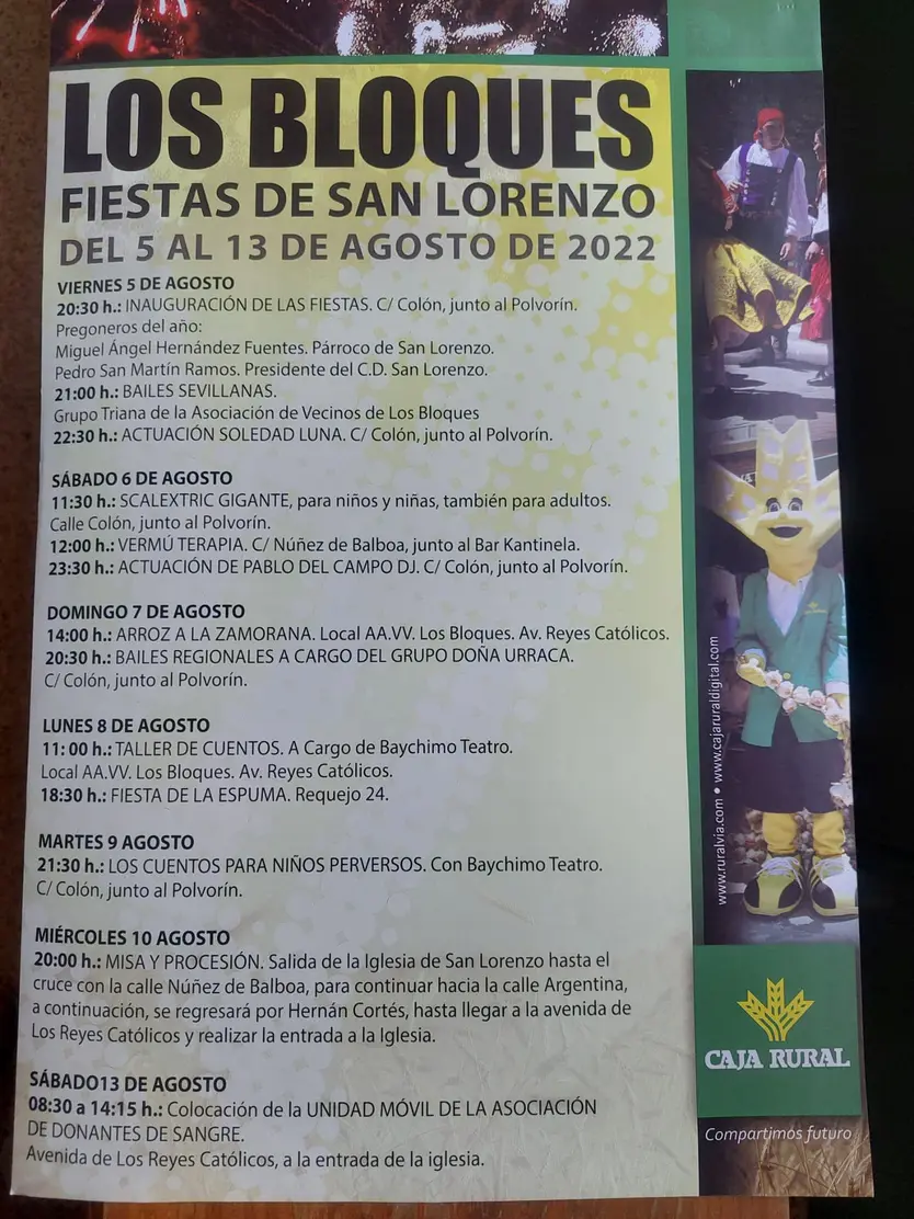 Programa de fiestas del barrio de Los Bloques