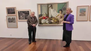 Antonio Pedrero y Leticia García en la inauguración de la exposición ‘Antonio Pedrero. Zamora en la mirada’.
