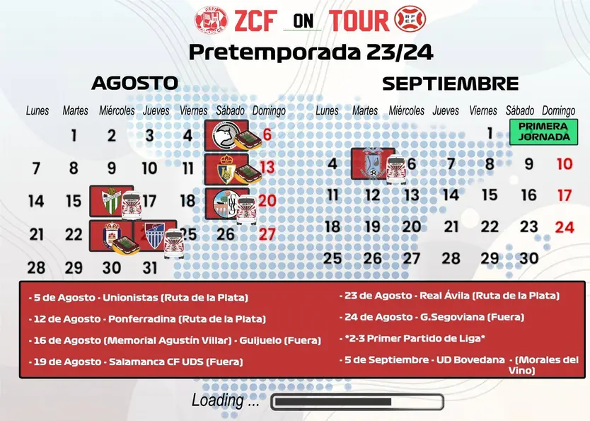 Calendario de pretemporada del Zamora C.F.