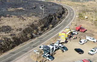 Fotografía aérea del puesto de mando del incendio de Fermoselle